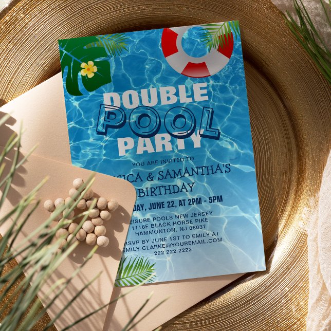 Convites Festa de Aniversário Conjunta em Piscina Dupla (Criador carregado)