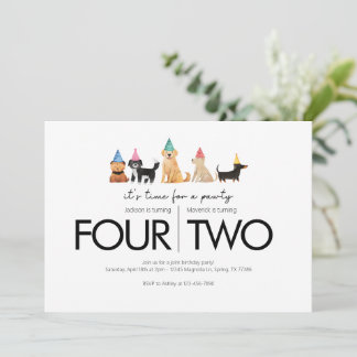 Convites Festa de aniversário conjunta - Tema branco