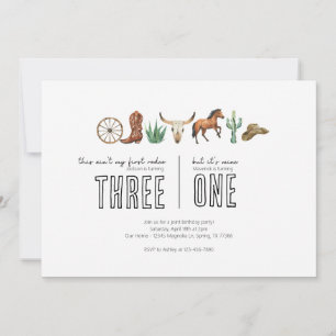 Convites Festa de aniversário conjunta - Tema do rodeo ocid