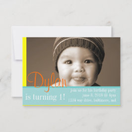 Convites Festa de aniversário Convidar minha foto azul amar