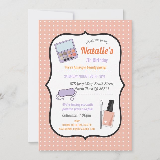 Convites Festa de aniversário Convide Beleza Nail de Aniver (Frente)