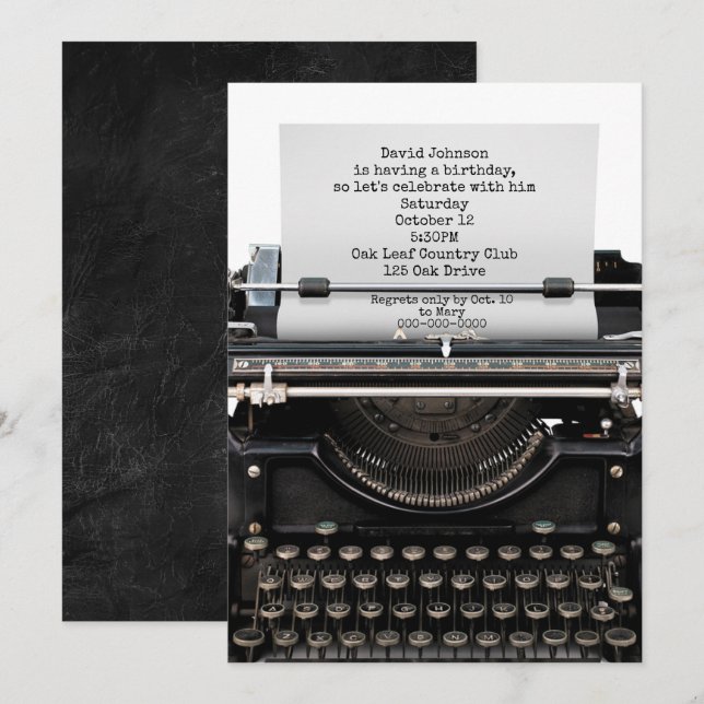 Convites Festa de aniversário Convide Na Antiga Máquina De  (Frente/Verso)