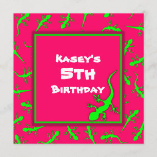 Convites Festa de aniversário cor-de-rosa e verde do tema