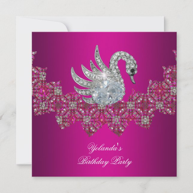 Convites Festa de aniversário Cor-de-rosa-rosa-palha (Frente)