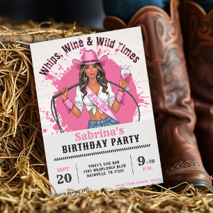 Convites Festa de Aniversário Cowgirl Chibatadas Vinho e Te