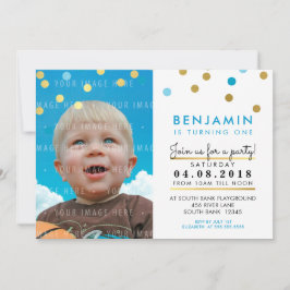 Convites Festa de aniversário CUTA INVITE "Faux gold spot" 