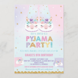 Convites Festa de aniversário Cute Llama Pajama Sleepover S