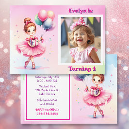 Convites Festa de aniversário da bonito Ballerina Rosa