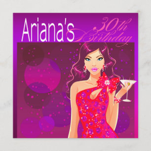 Convites Festa de Aniversário da Cocktail Pretty Lady viole