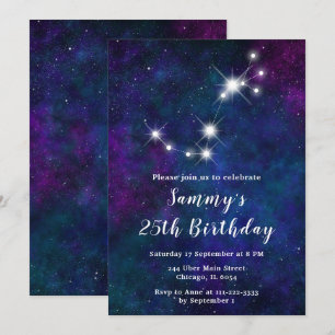 Convites Festa de Aniversário da Constelação Zodíaco de Esc