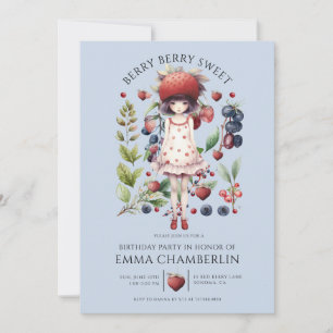 Convites Festa de aniversário da garota branca Berry Sweet