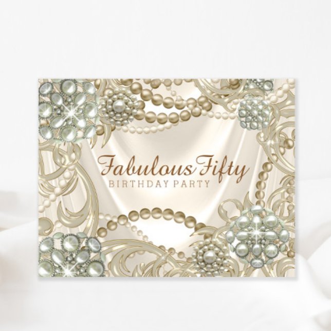 Convites Festa de Aniversário da Glam Pearl (You can change the text as needed for your event on this elegant any occasion invitation.)
