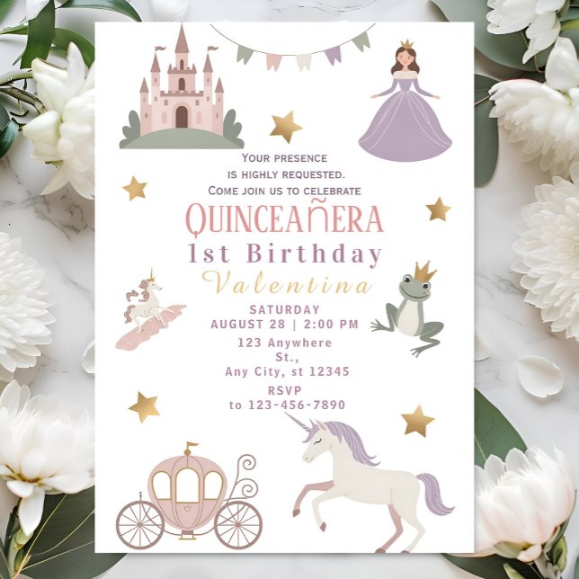 Convites Festa de Aniversário da Menina Bebê no Castelo de  (Criador carregado)