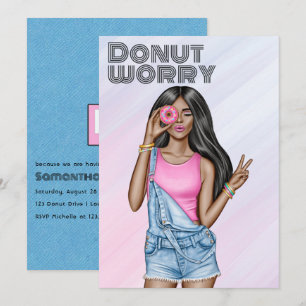 Convites Festa de Aniversário da Menina do Donut Rosa e Azu