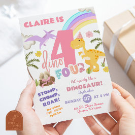 Convites Festa de Aniversário da Menina Pastel Dinossauro D