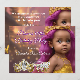 Convites Festa de Aniversário da Menina Princesa Carruagem 