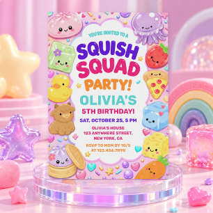 Convites Festa de Aniversário da Menina Squishy Arco-Íris