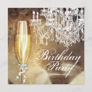 Convites Festa de Aniversário da Mulher com Lustre Antigo