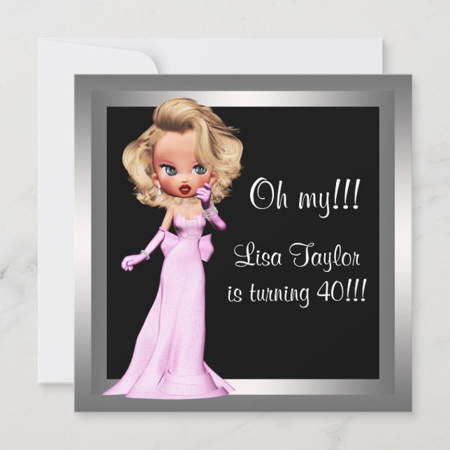 Convites Festa de Aniversário da Mulher Divertida (Frente)