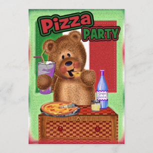 Convites Festa de aniversário da pizza do urso de ursinho