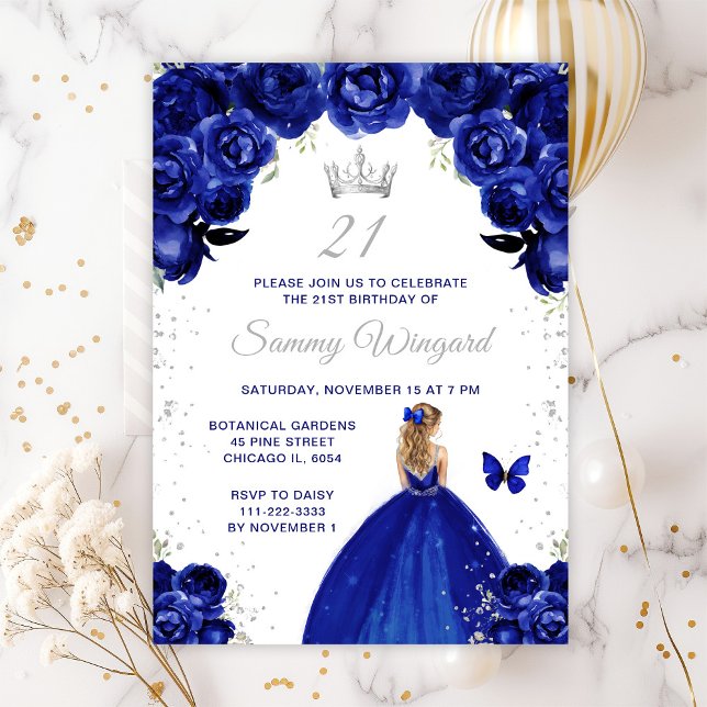Convites Festa de Aniversário da Princesa de Cabelo Loiro A (Criador carregado)