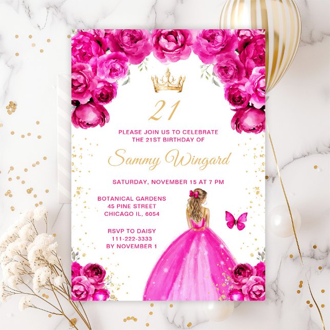 Convites Festa de Aniversário da Princesa de Cabelo Loiro R (Criador carregado)