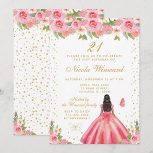 Convites Festa de Aniversário da Princesa de Pele Morena co