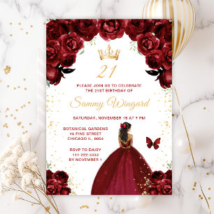 Convites Festa de Aniversário da Princesa de Pele Morena Ve