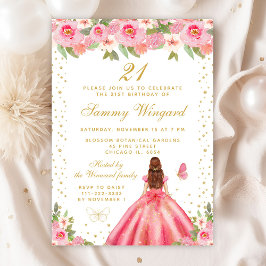 Convites Festa de aniversário da Princesa do Cabelo Castanh