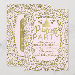 Convites Festa de Aniversário da Princesa do Castelo Rosa e