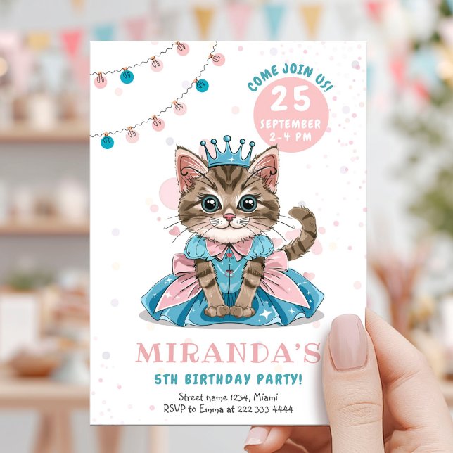 Convites Festa de Aniversário da Princesa Kitty Menina (Criador carregado)
