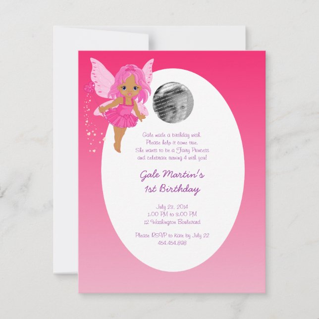 Convites Festa de aniversário da princesa Menina (Frente)