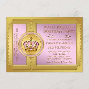 Convites Festa de Aniversário da Princesa Real Rosa e Doura