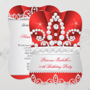 Convites Festa de Aniversário da Princesa Red Diamond Tiara