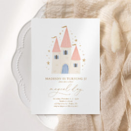 Convites Festa de aniversário da Princesa Rosa Castle Girl