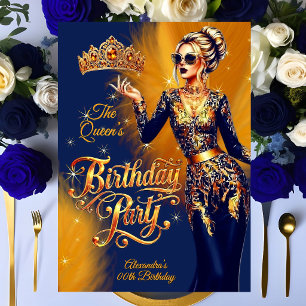 Convites Festa de Aniversário da Rainha Vestido Dourado Lar