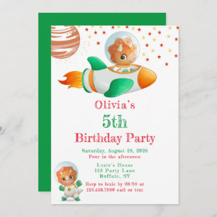 Convites Festa de aniversário da Rapariga do Dinossauro Ast