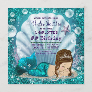 Convites Festa de Aniversário da Sereia Debaixo do Mar