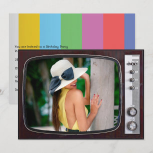 Convites Festa de aniversário da TV retrorreflectora