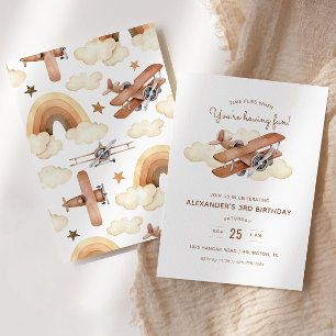 Convites Festa de aniversário da Vintage Aircraft Biplane B