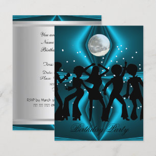 Convites Festa de Aniversário Dança Disco Azul