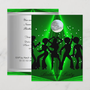 Convites Festa de Aniversário Dança Disco Verde