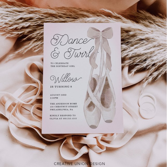 Convites Festa de aniversário Dance e Twirl Ballerina (Criador carregado)