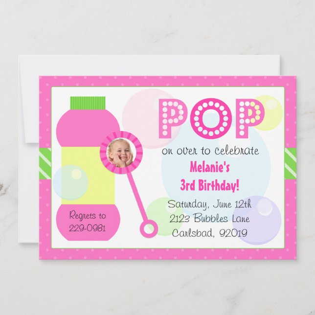 Convites Festa de aniversário das bolhas (Frente)