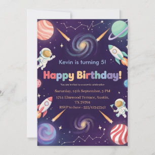 Convites Festa de Aniversário das Crianças Astronautas no E