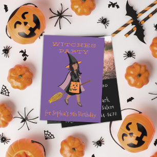 Convites Festa de aniversário das crianças de bruxa negra
