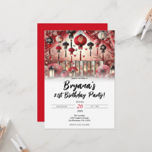 Convites Festa de Aniversário das Lanternas Japonesas & Cer