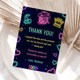 Convites Festa de aniversário das luzes de neon brilhantes