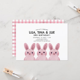 Convites Festa de aniversário das Melhores Amigas com coelh
