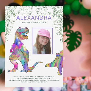Convites Festa de Aniversário das Meninas Dinossauro T-Rex
